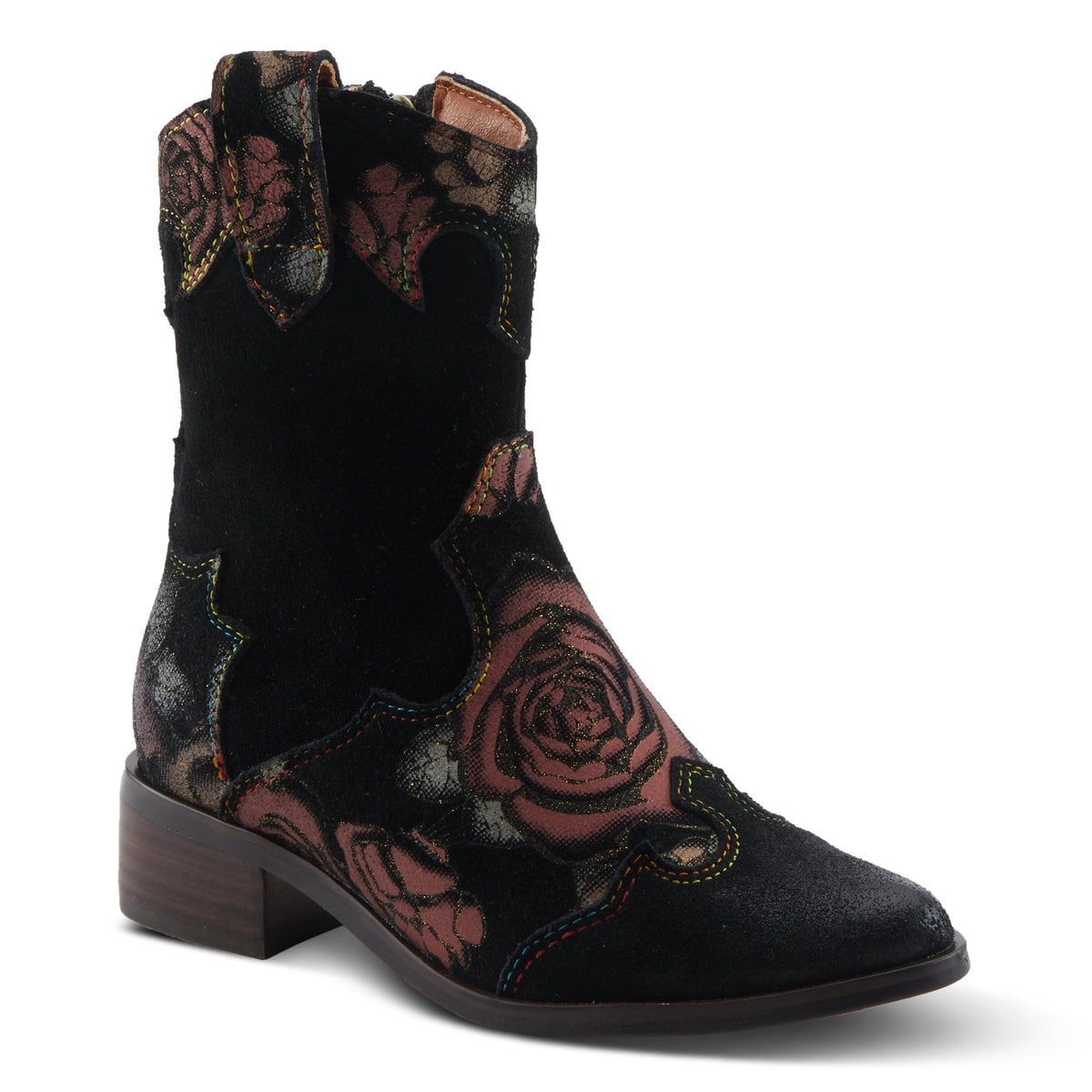 L'Artiste L'ARTISTE K-FALLROSE KIDS BOOT boot in black multi with handcrafted leather design