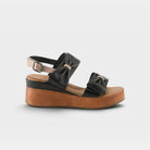 Spring Step Kacper Black Multi Wedge Sandal