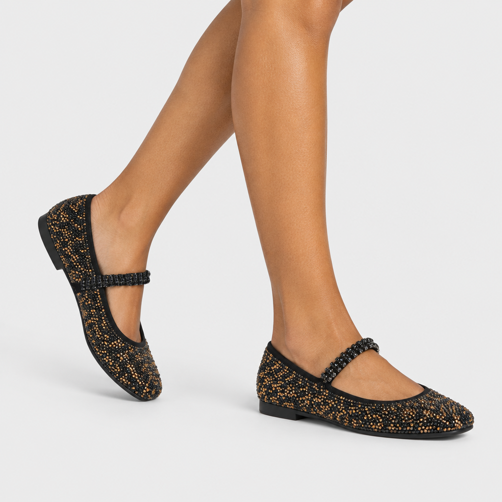 Azura Kailyn Black Multi Shoe - on-foot view