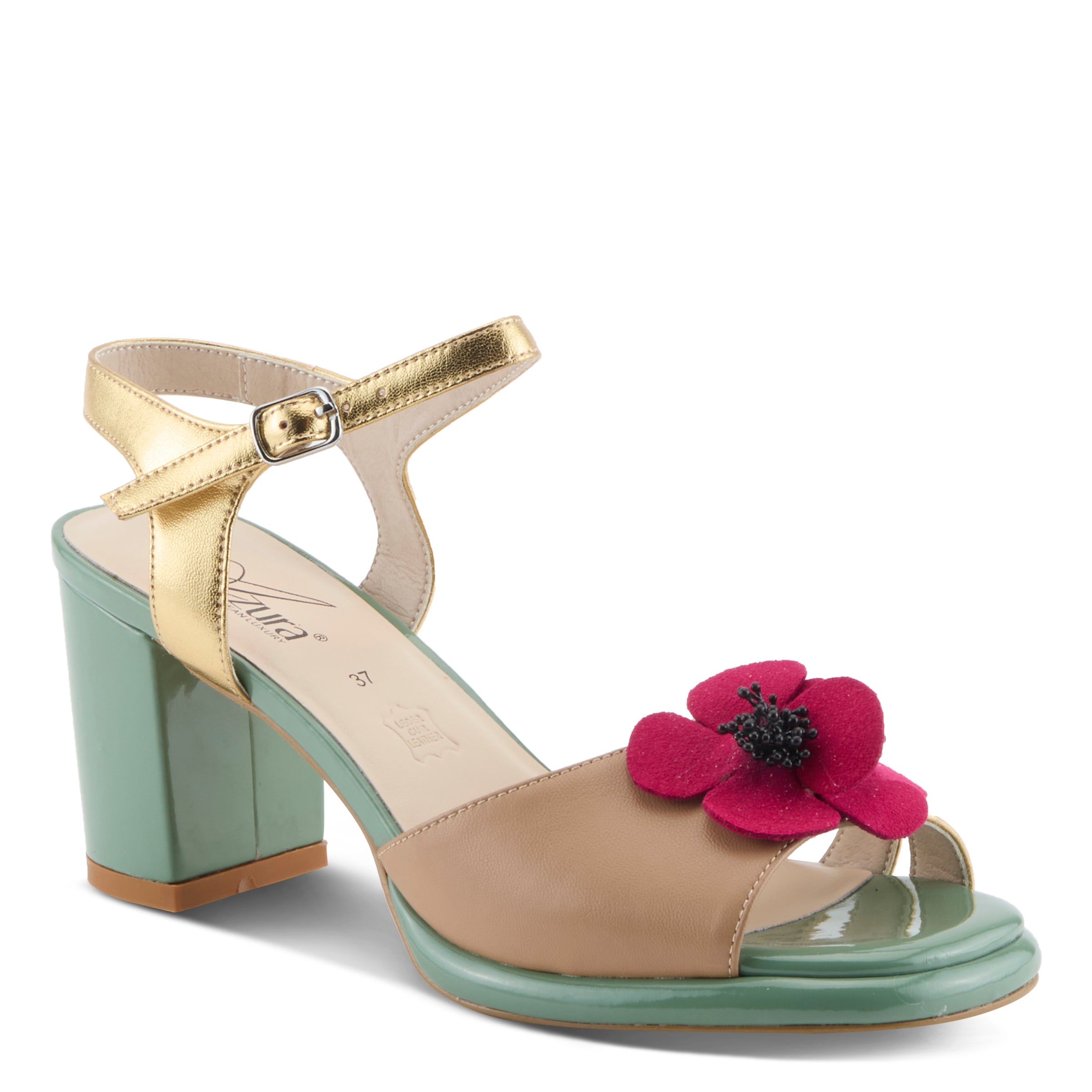 Azura Katriel Floral Block Heel Sandals by Spring Step Shoes