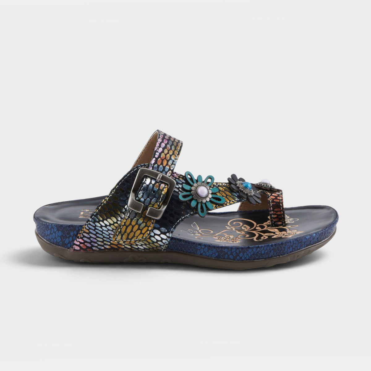 L'Artiste Kindness slide sandals in Black Multi, hero view