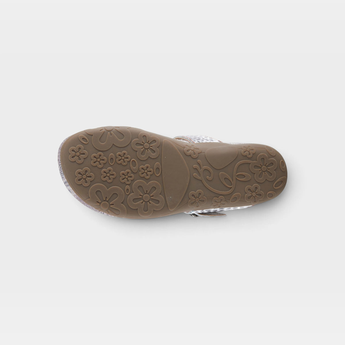 L'Artiste Kindness slide sandals in Grey Multi, outsole view