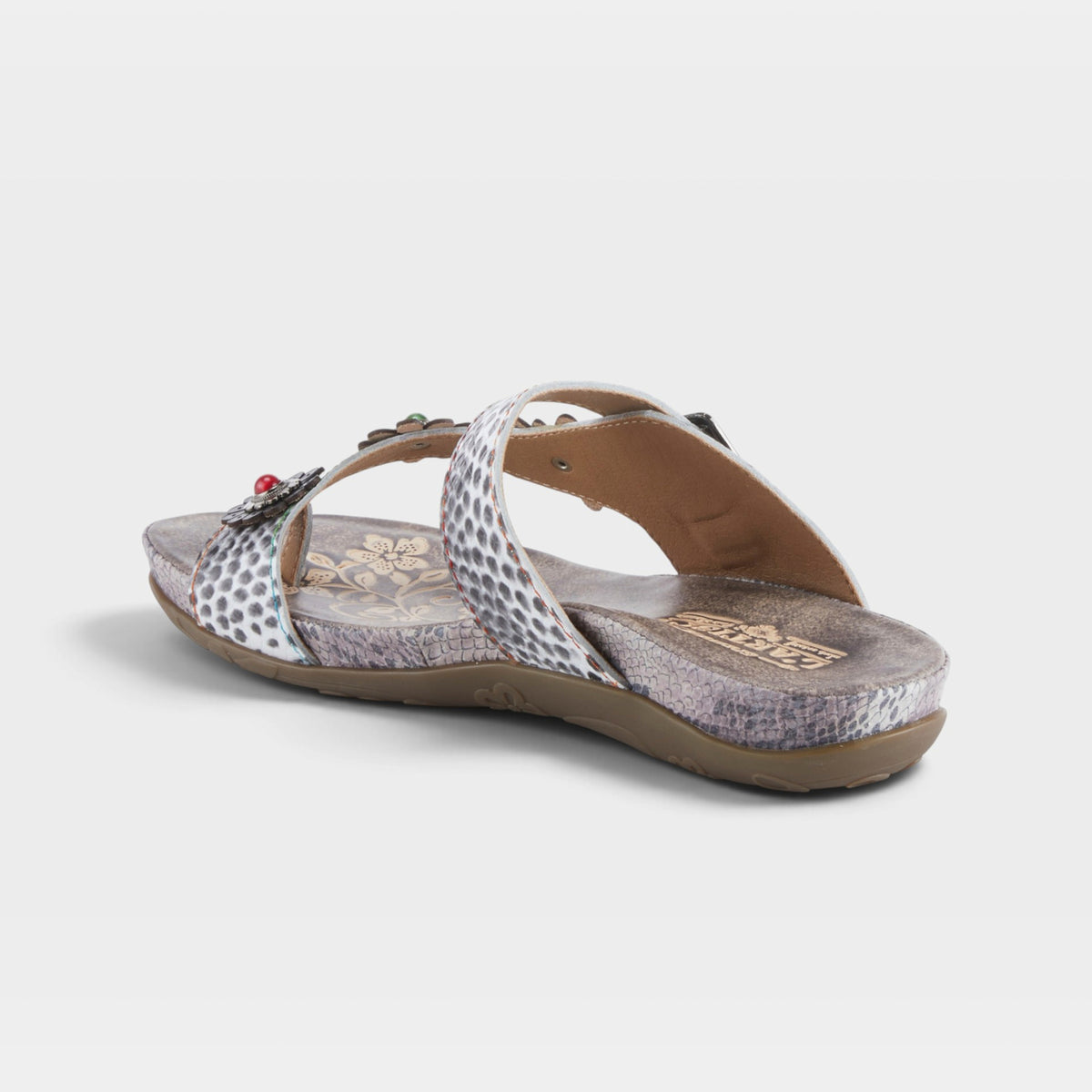 L'Artiste Kindness slide sandals in Grey Multi, alternate angle view