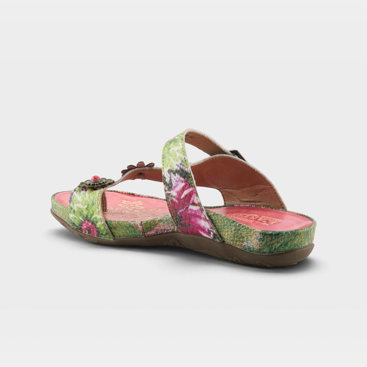 L'Artiste Kindness slide sandals in Pink Multi, alternate angle view