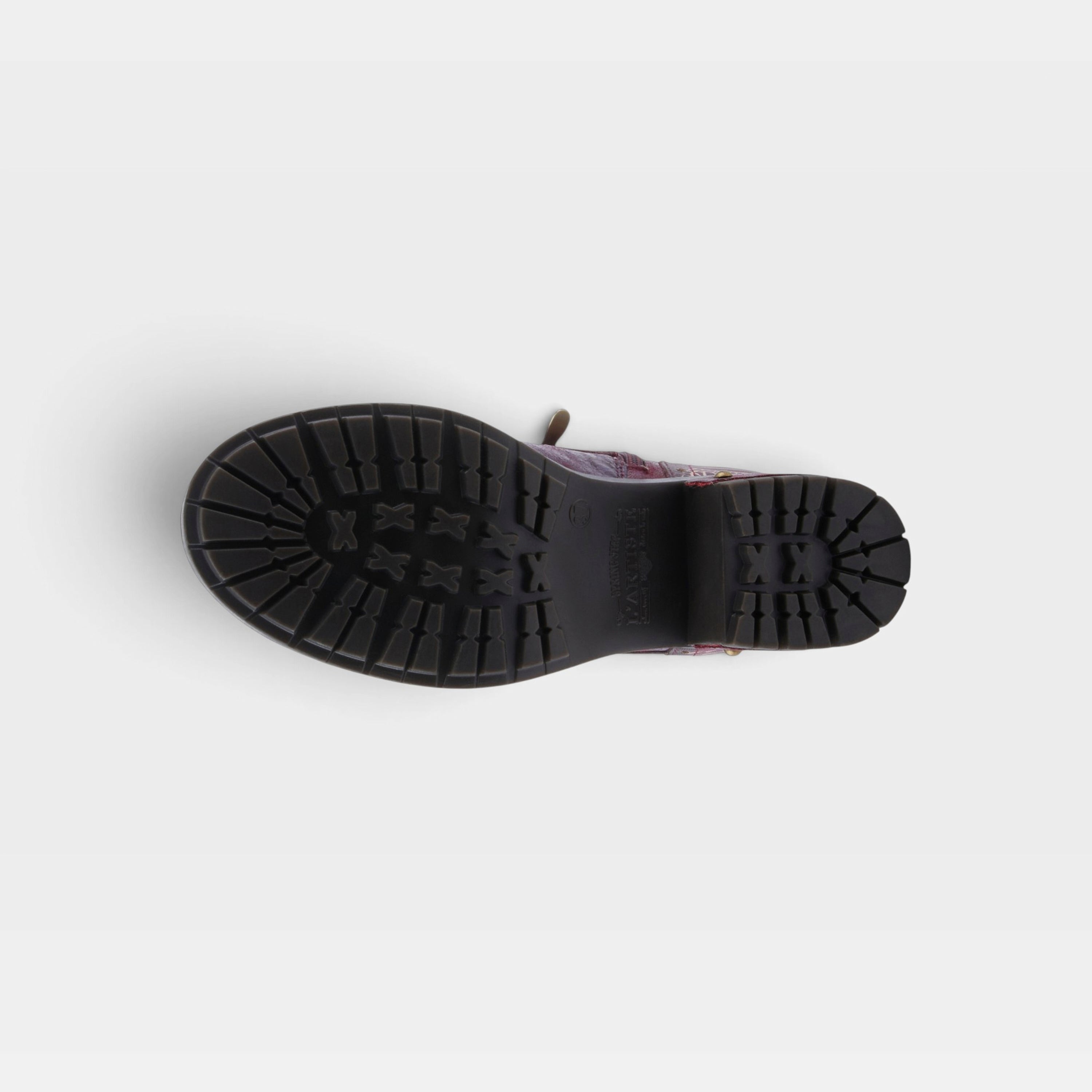 L'Artiste Kisha-Boss boots in Plum Multi, outsole view