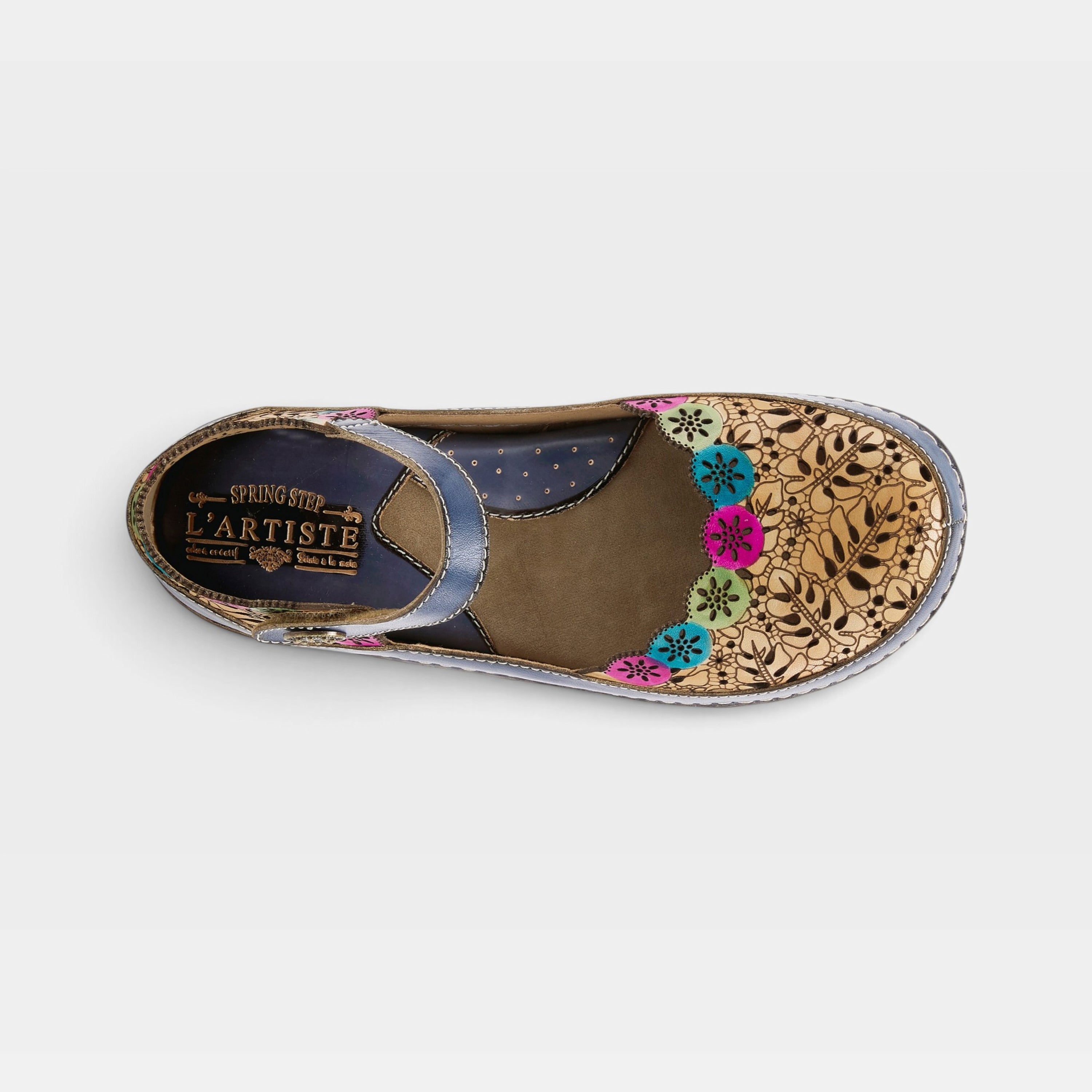 L'Artiste Kysandra-Fleur Mary Jane shoes in Blue Multi, top view