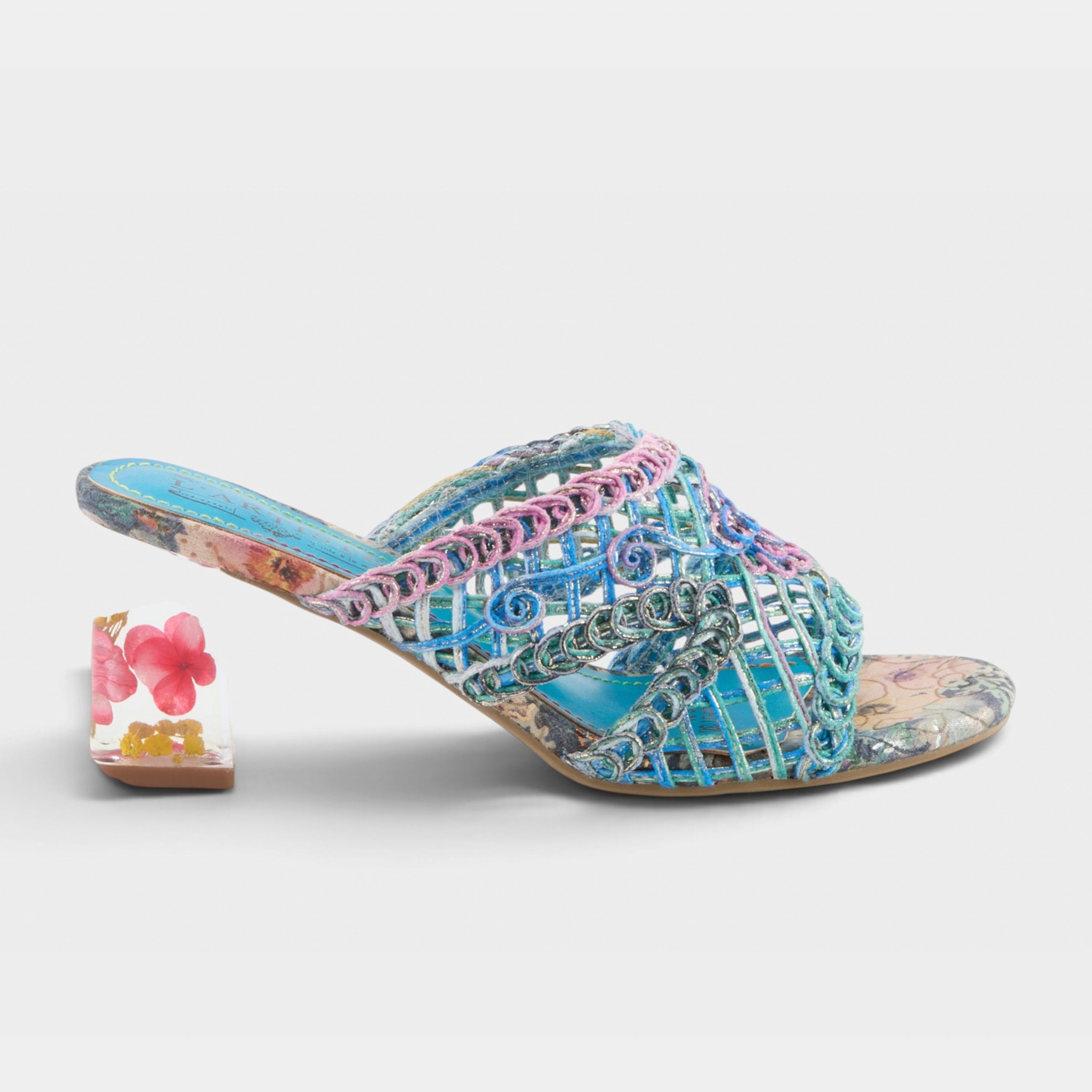 L'Artiste Lacyloops Floral Block Heel Sandals - Spring Step Shoes