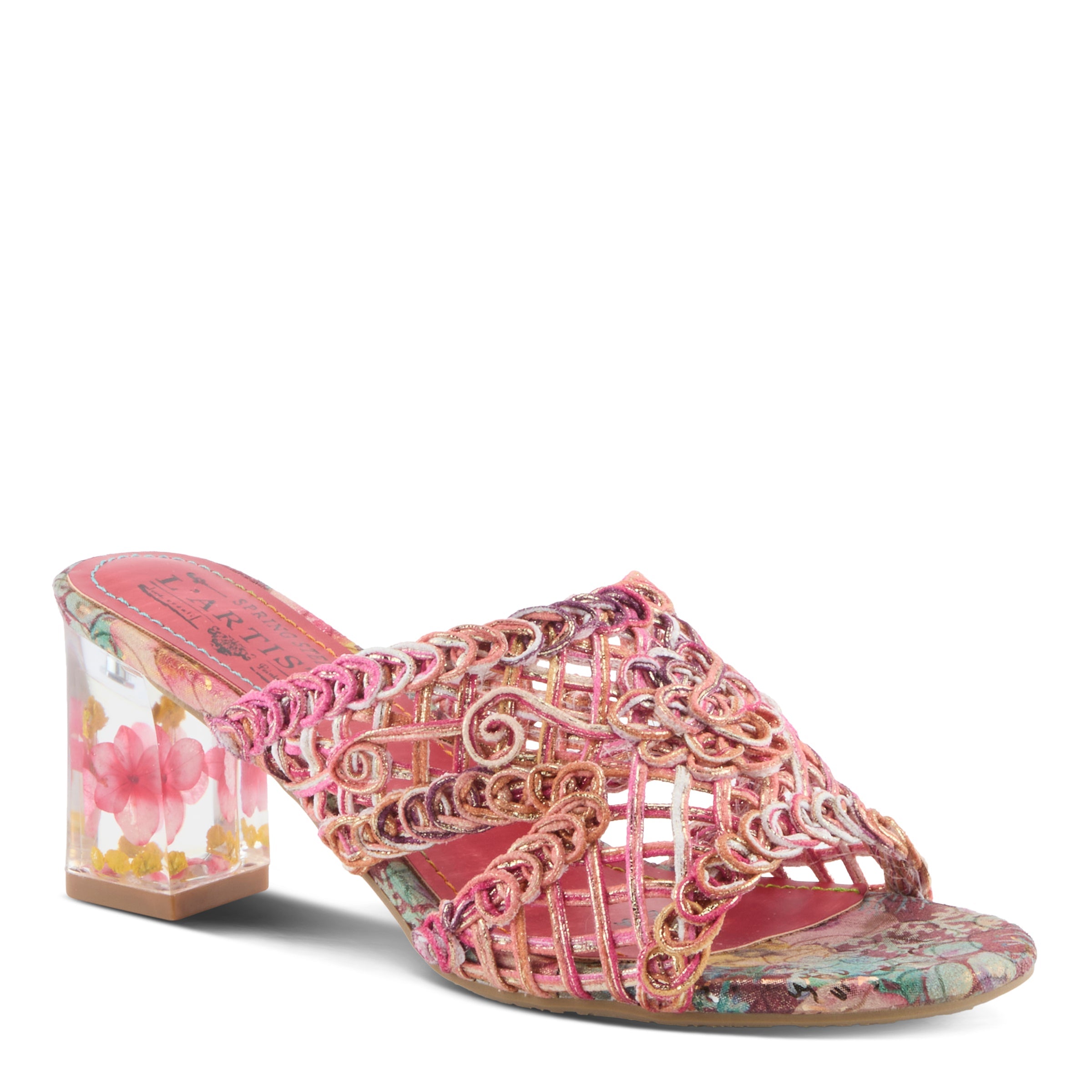 ランブルローズ L'Artiste Lacyloops Floral Block Heel Sandals - Spring Step Shoes