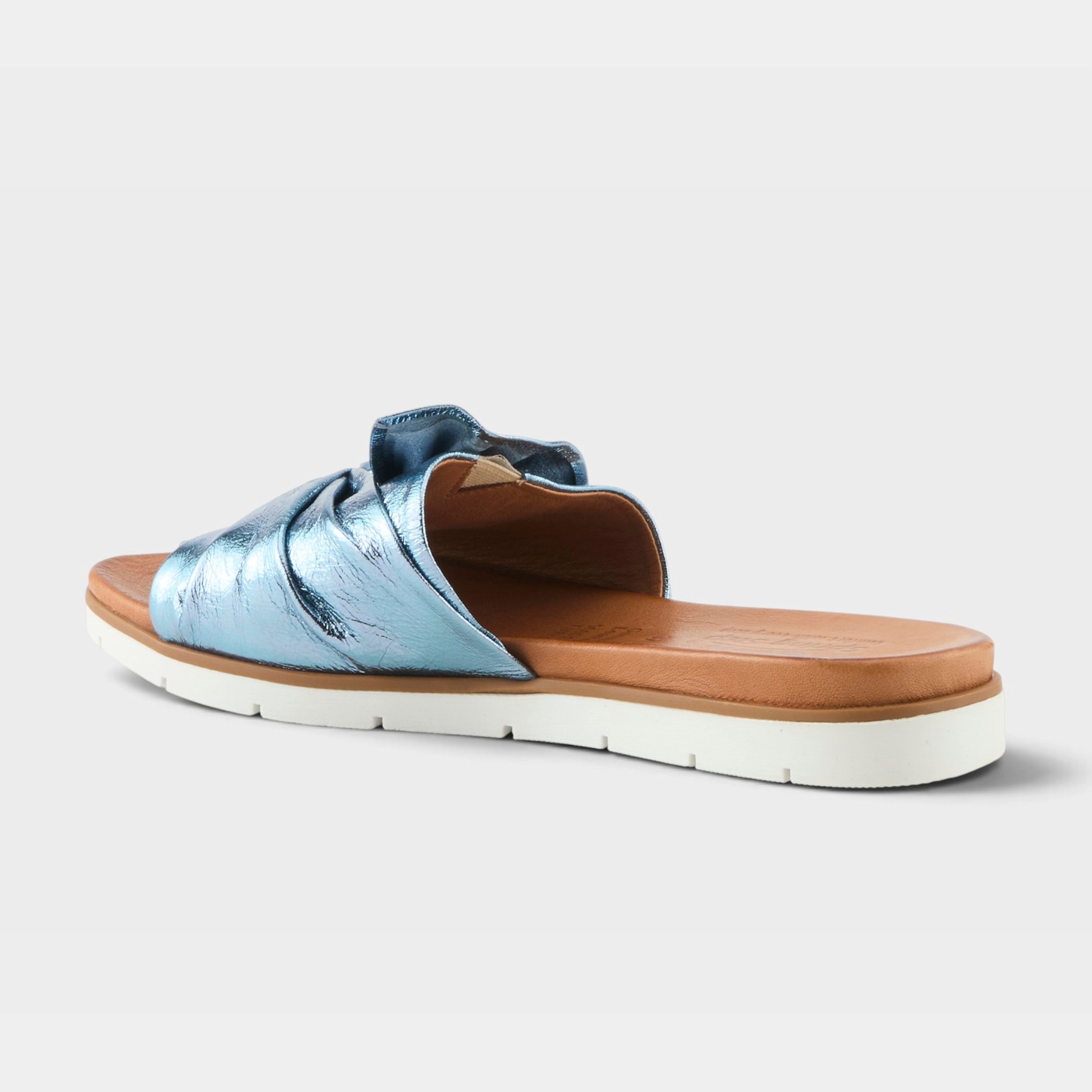 Spring Step Lavona Blue Metallic Slide Sandal
