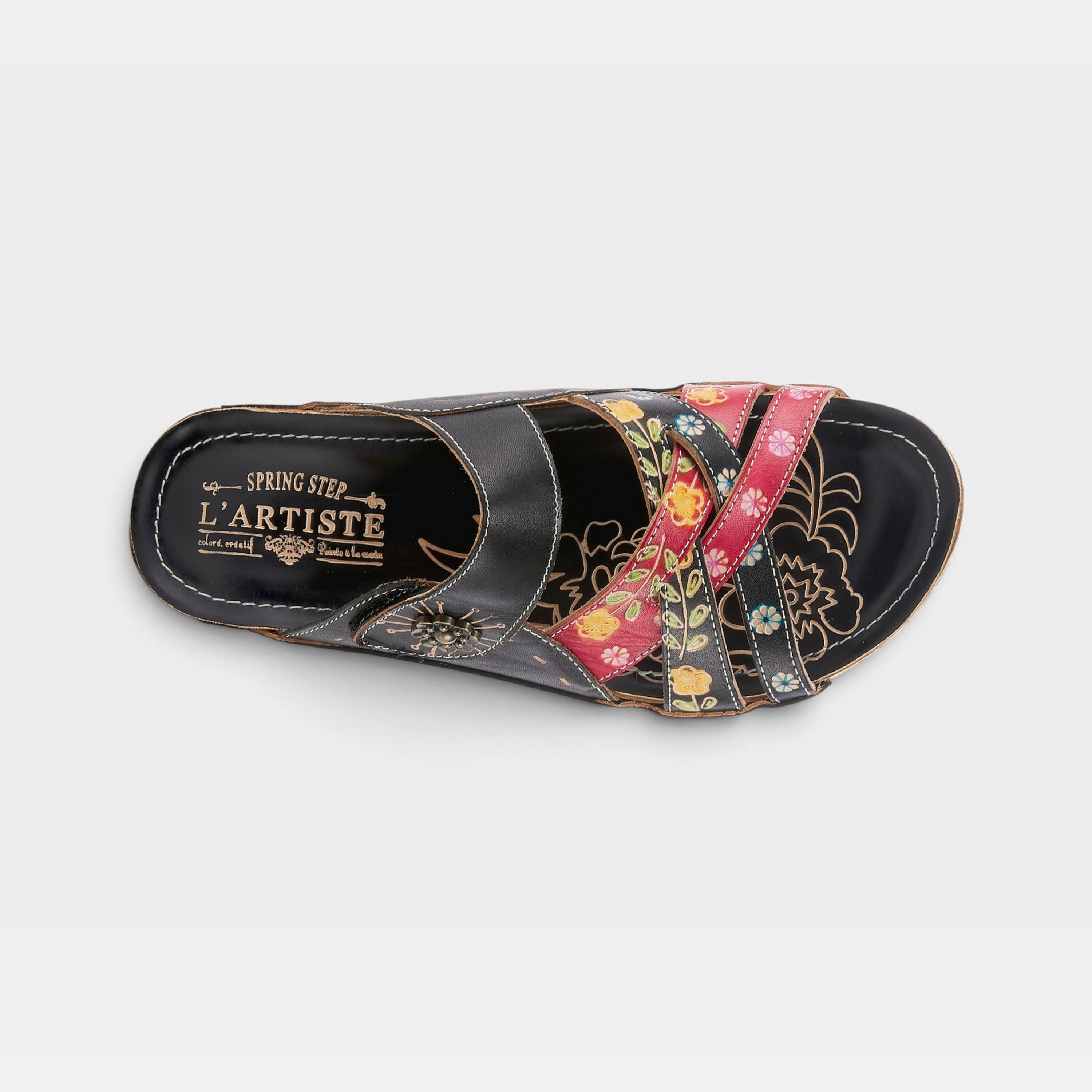 L'Artiste Leigh slide sandals in Black Multi, top view