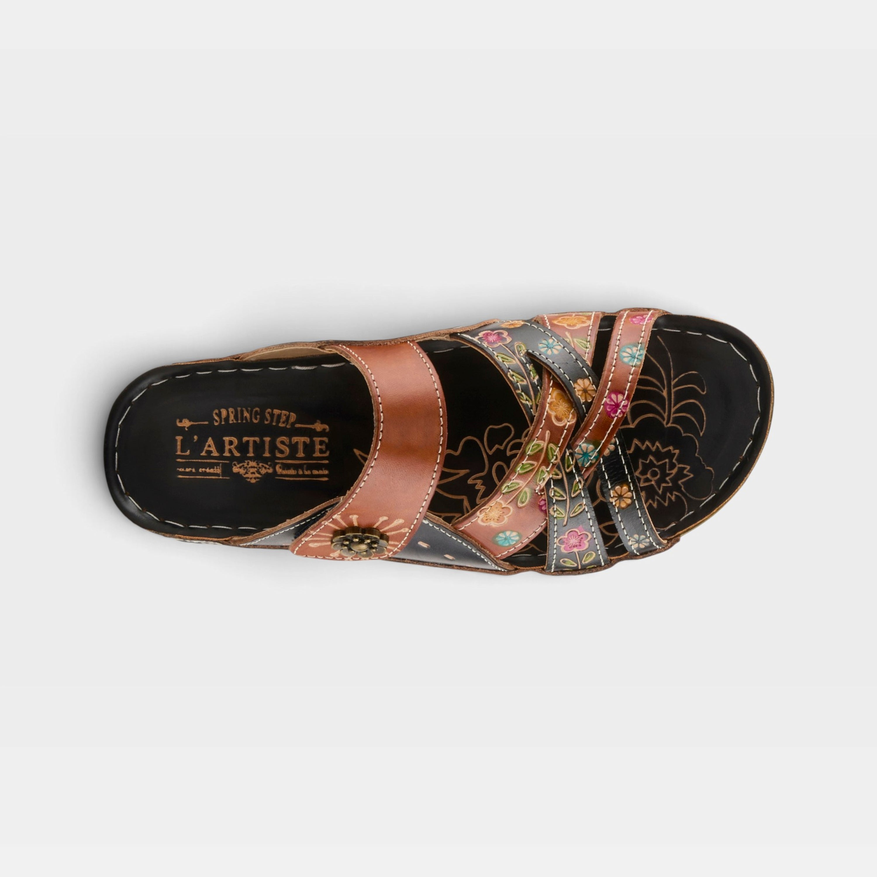 L'Artiste Leigh slide sandals in Navy Multi, top view