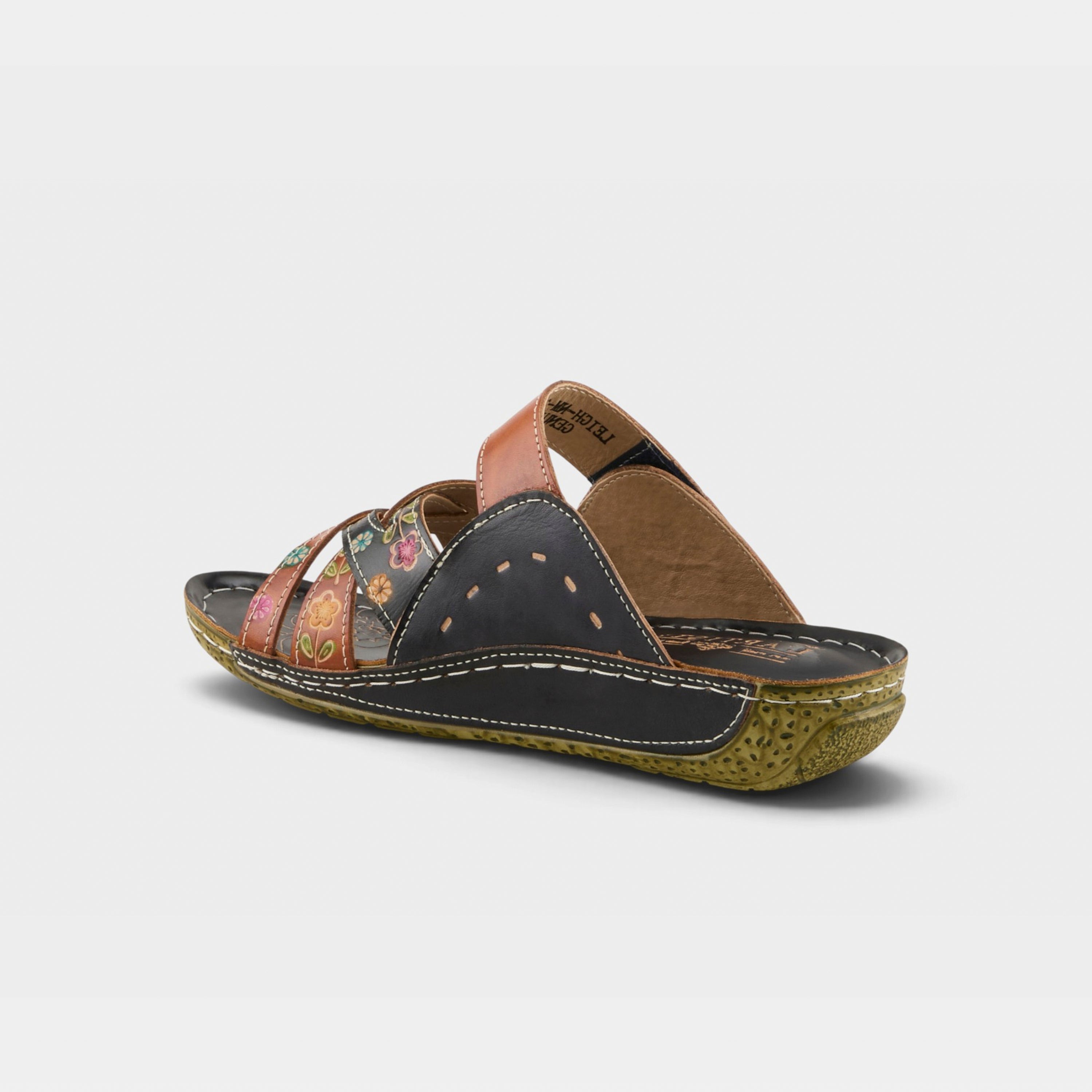 L'Artiste Leigh slide sandals in Navy Multi, alternate angle view