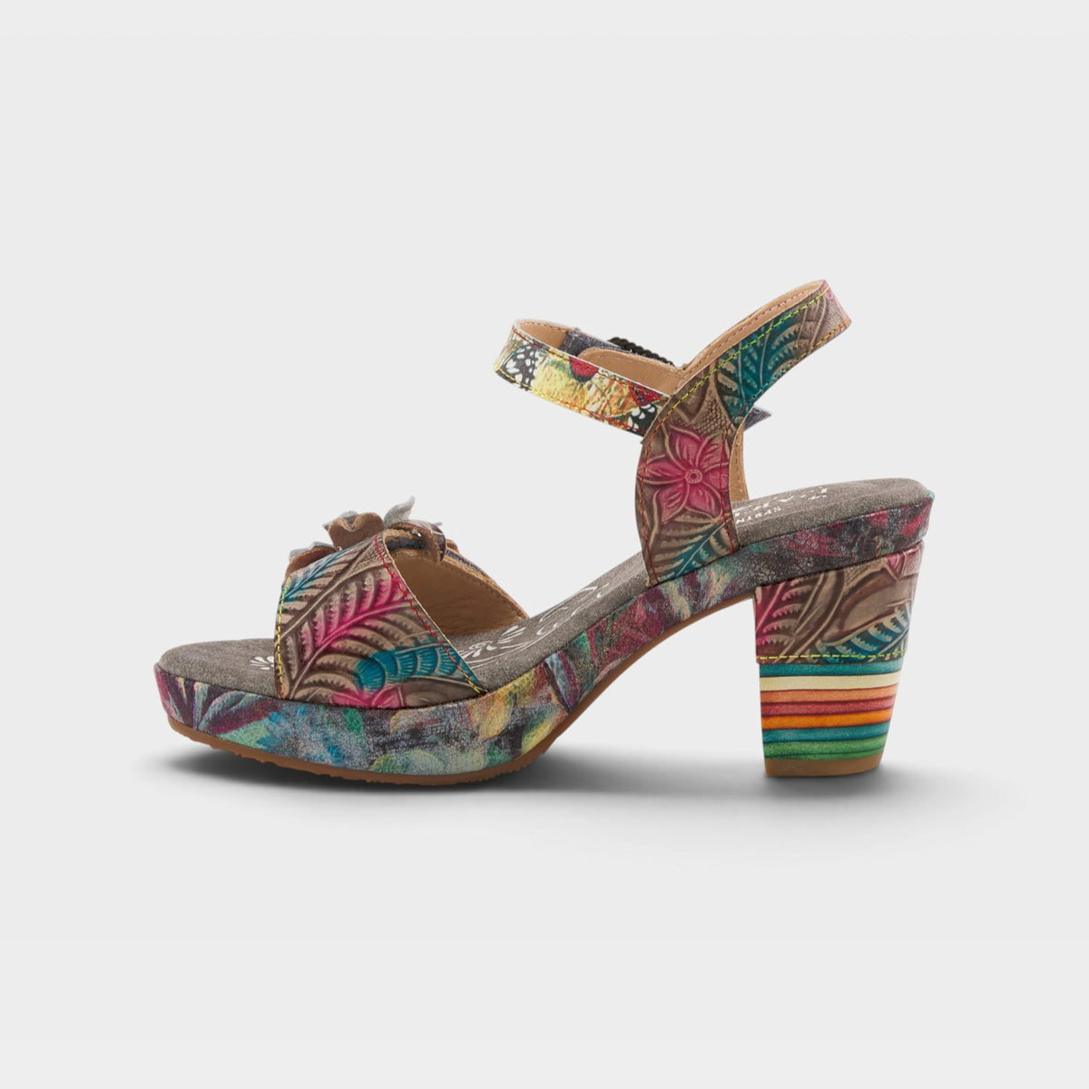 L'Artiste Leilanie slingback sandals in Grey Multi, side view