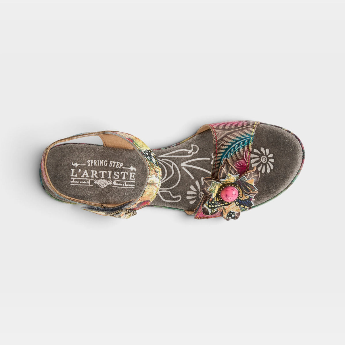 L'Artiste Leilanie slingback sandals in Grey Multi, top view