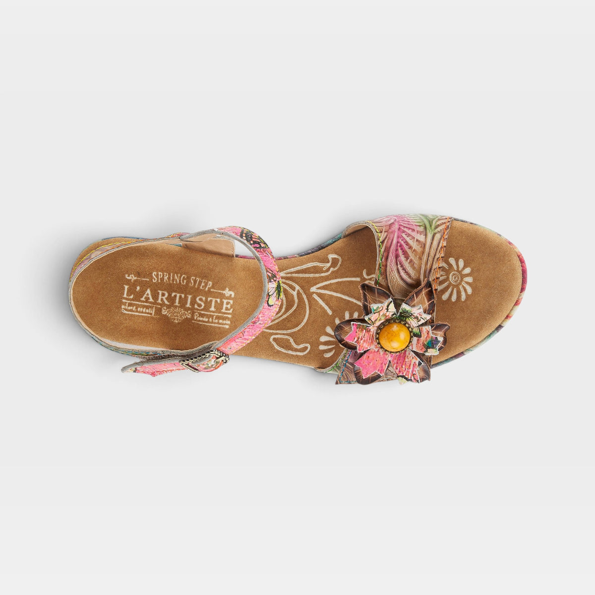 L'Artiste Leilanie slingback sandals in Tan Multi, top view