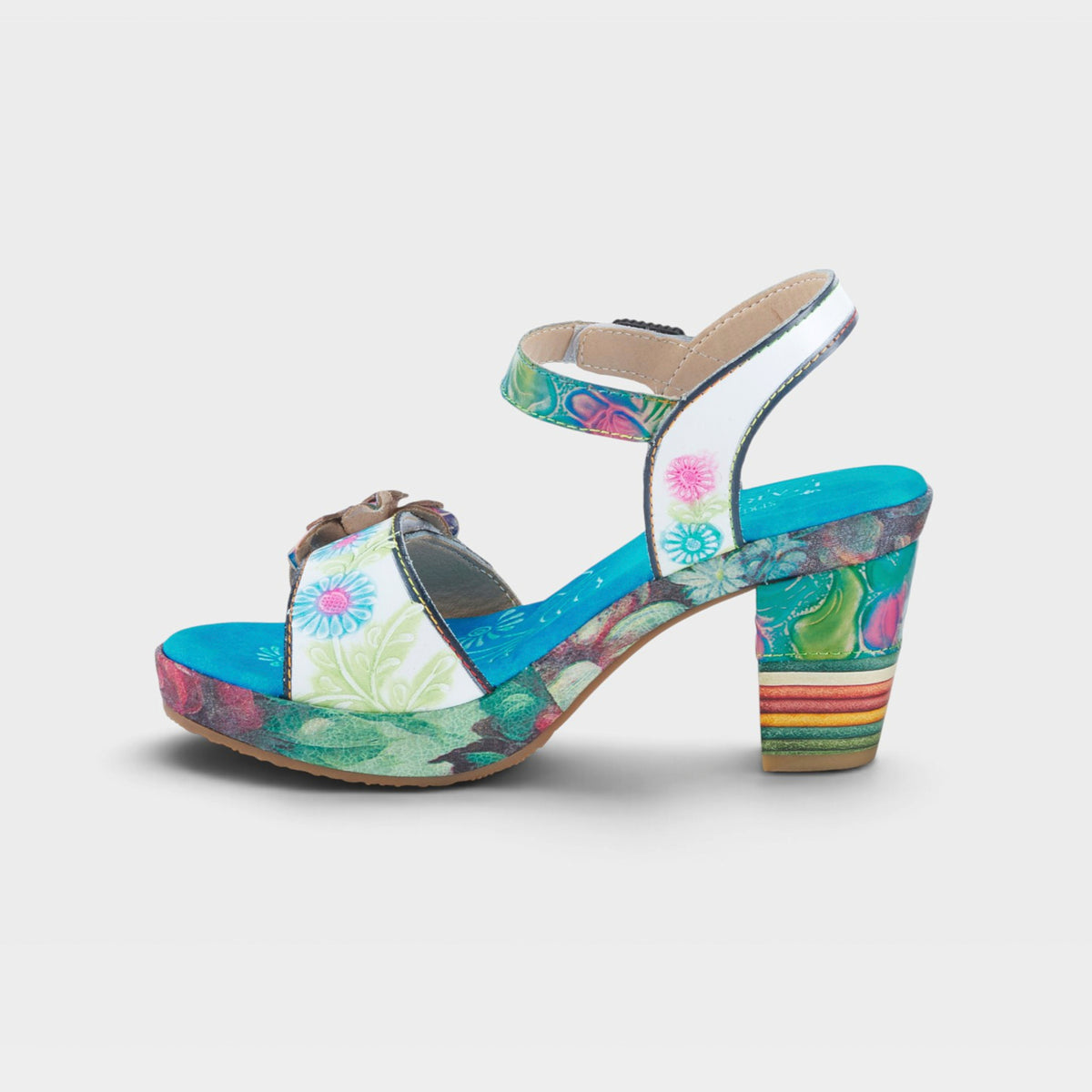L'Artiste Leilanie slingback sandals in White Multi, side view