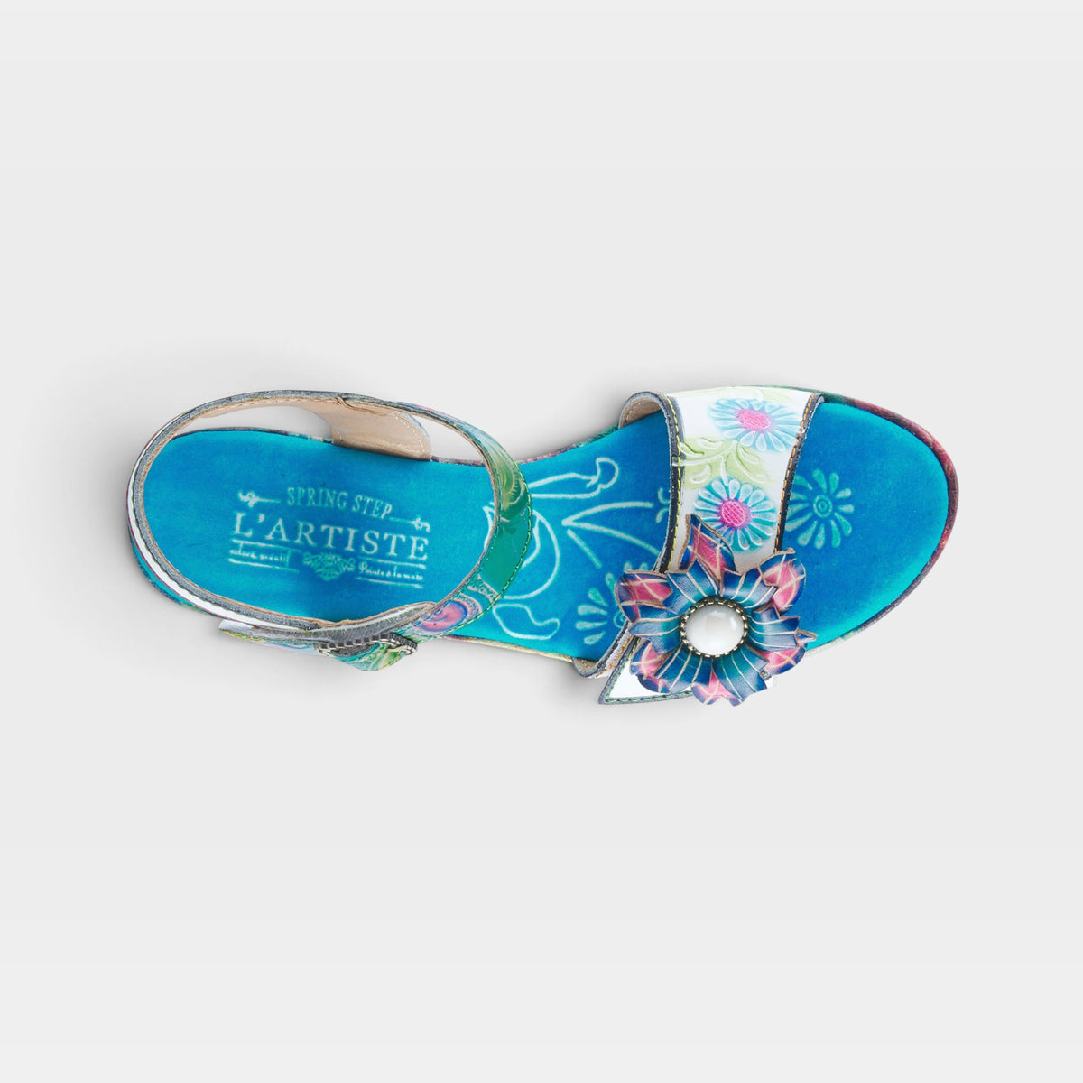 L'Artiste Leilanie slingback sandals in White Multi, top view