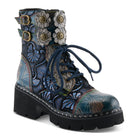 L'Artiste L'ARTISTE LIMITLESS MID CALF BOOTS boot in blue multi with handcrafted leather design