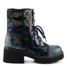 L'Artiste L'ARTISTE LIMITLESS MID CALF BOOTS boot in blue multi with handcrafted leather design