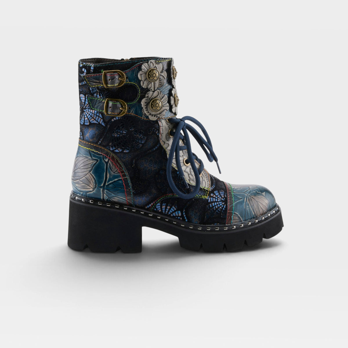 L'Artiste Limitless mid calf boots in Blue Multi, hero view