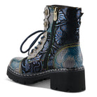 L'Artiste L'ARTISTE LIMITLESS MID CALF BOOTS boot in blue multi with handcrafted leather design