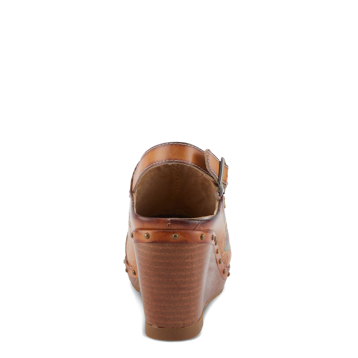 L'Artiste L'ARTISTE LOVEYA CLOGS shoe in camel with handcrafted leather design