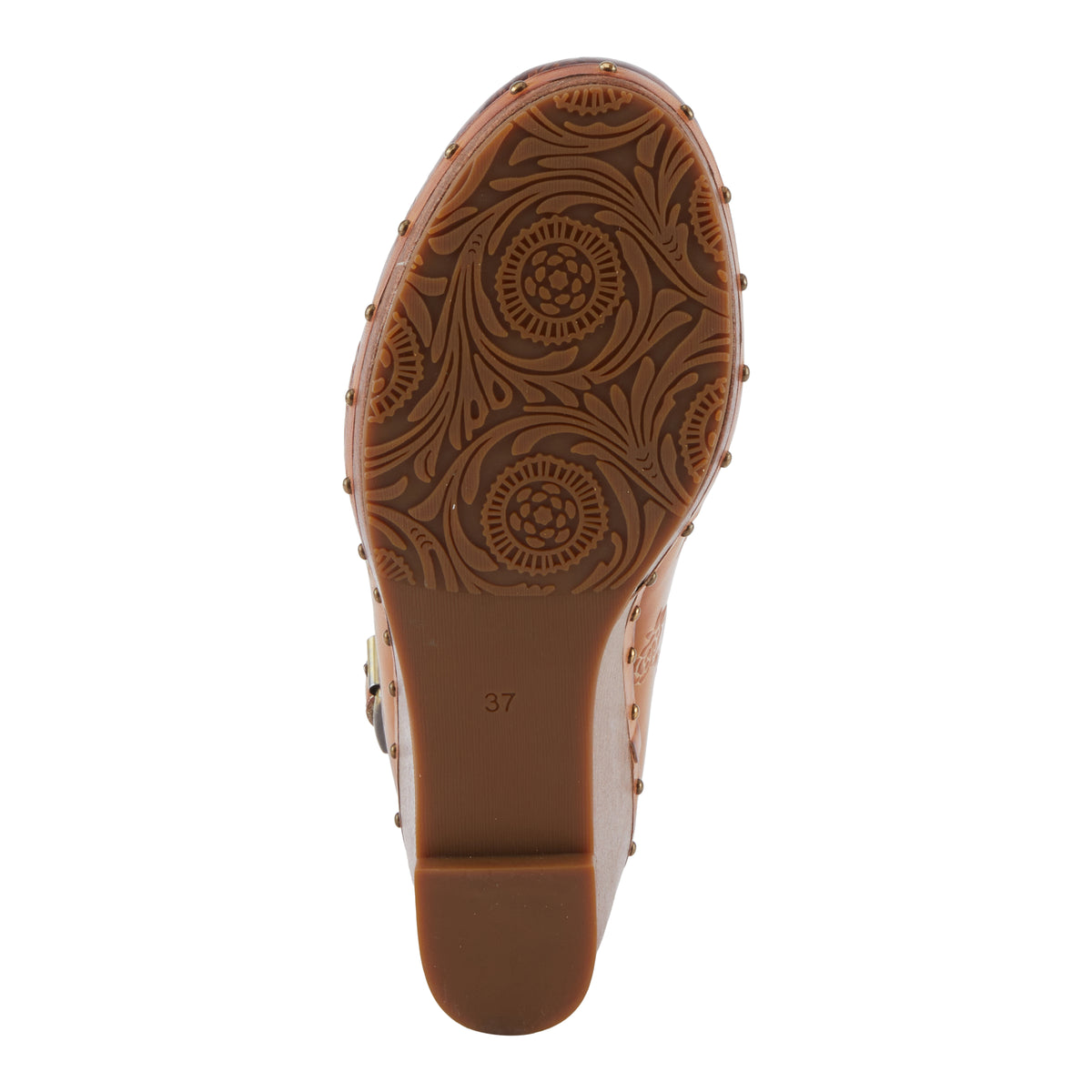 L'Artiste L'ARTISTE LOVEYA CLOGS shoe in camel with handcrafted leather design