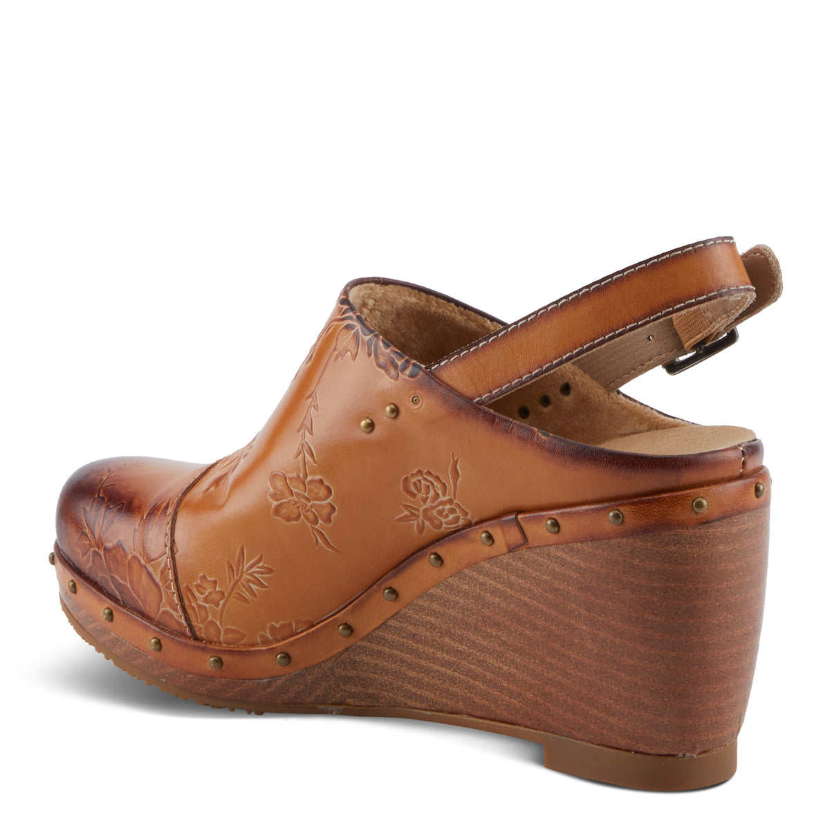 L'Artiste L'ARTISTE LOVEYA CLOGS shoe in camel with handcrafted leather design