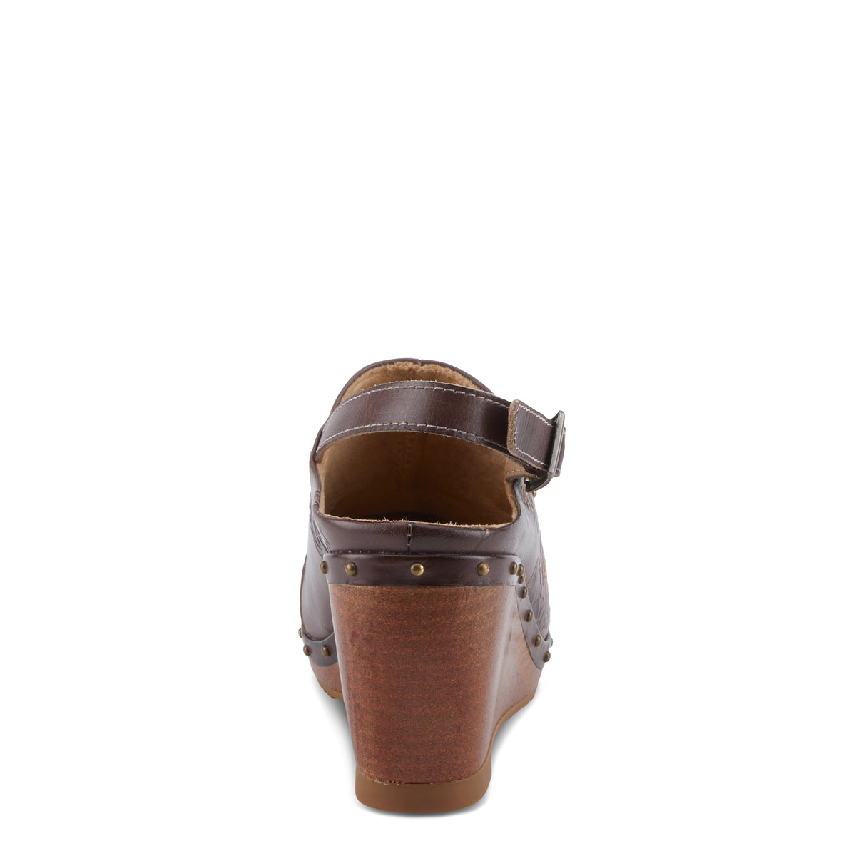 L'Artiste L'ARTISTE LOVEYA CLOGS shoe in chocolate brown with handcrafted leather design