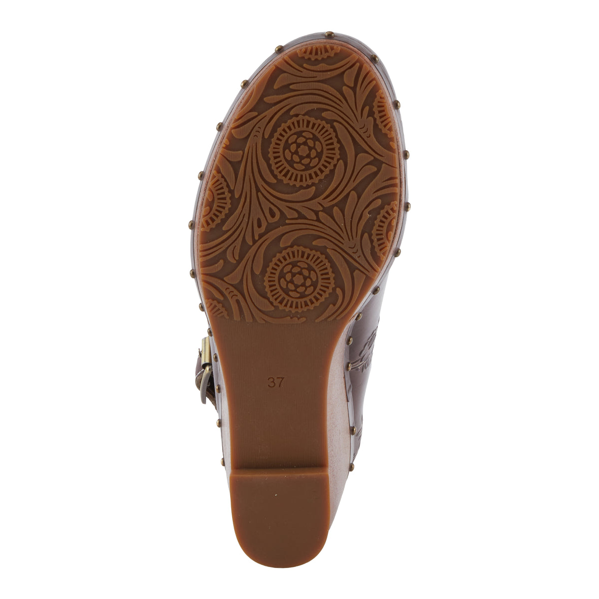 L'Artiste L'ARTISTE LOVEYA CLOGS shoe in chocolate brown with handcrafted leather design