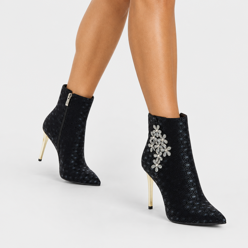 Azura Luminous Black Boot - on-foot view