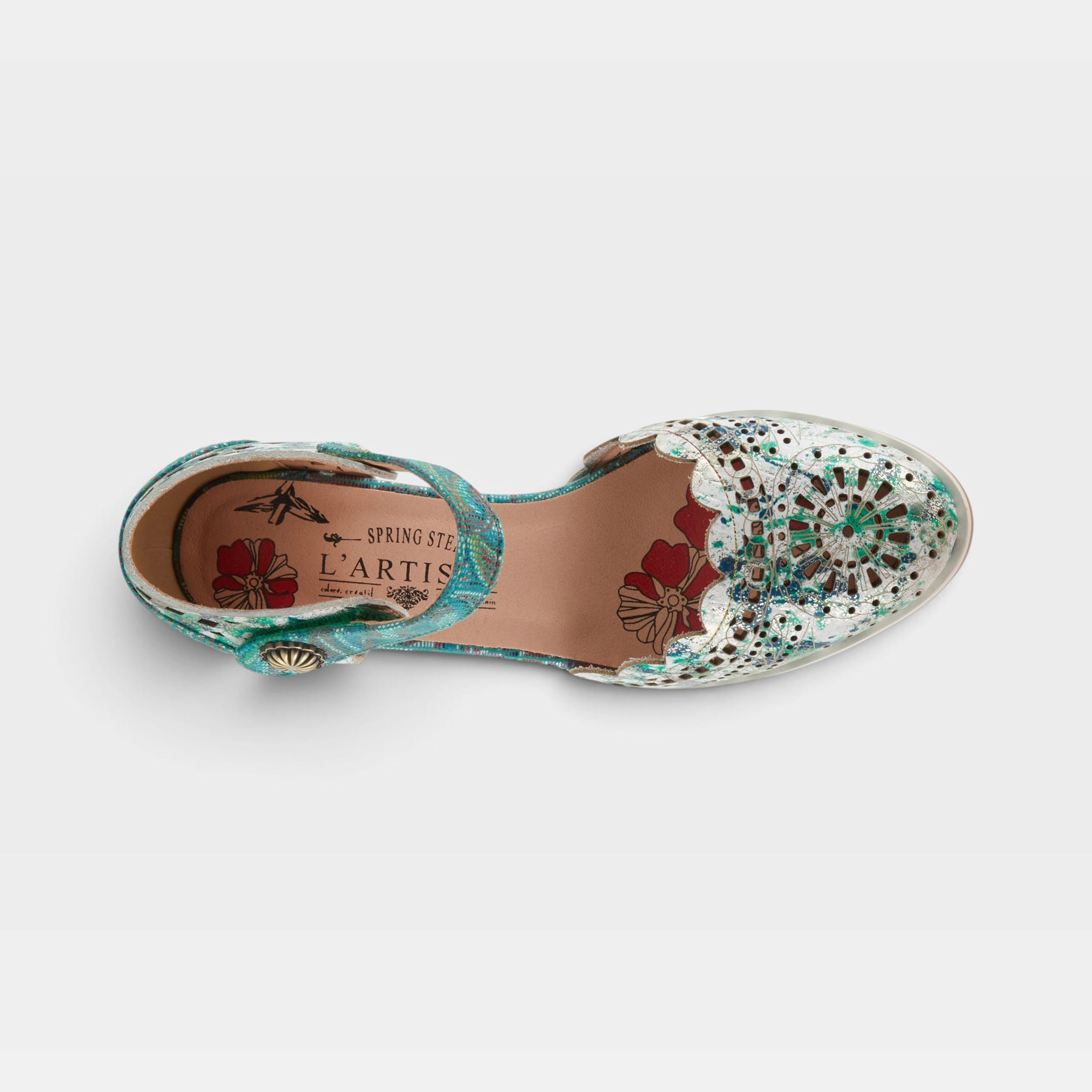 L'Artiste Luxe shoes in Green Multi, top view