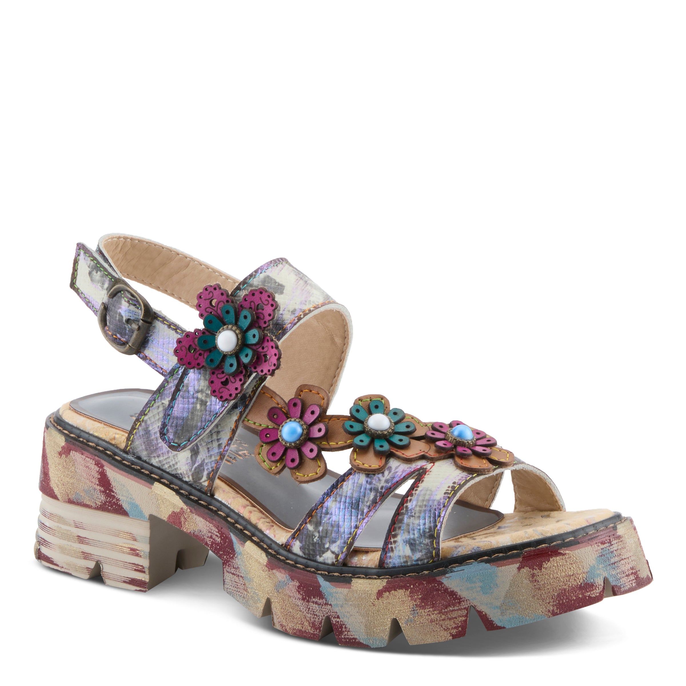 Macha L'Artiste Printed Block Heel Sandals - Spring Step Shoes