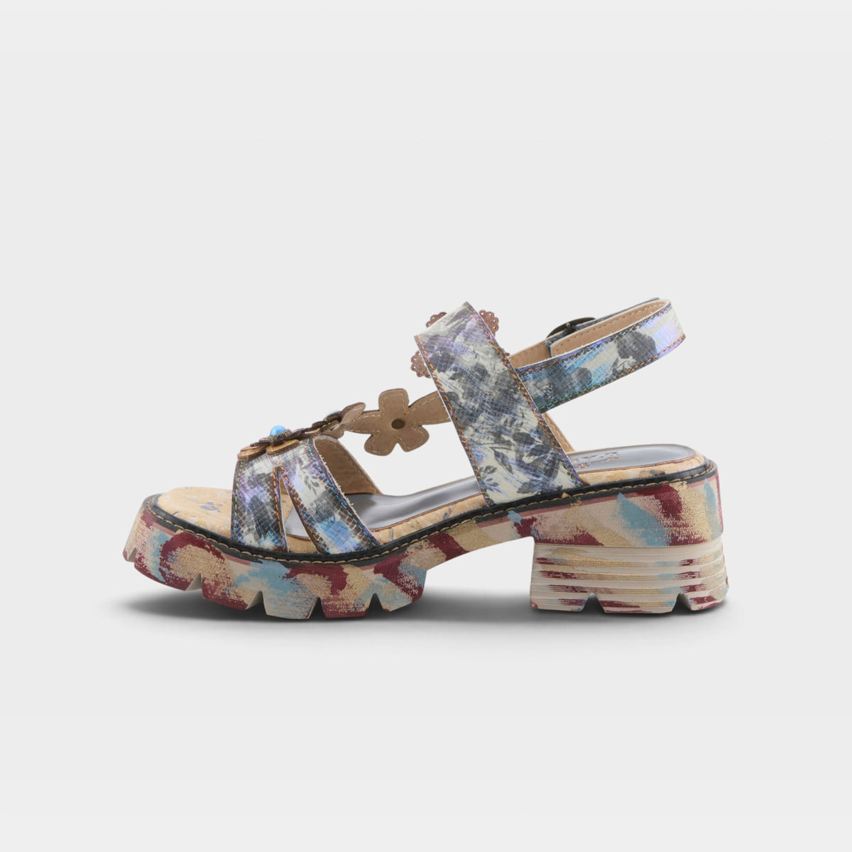 L'Artiste Macha sandals in Blue Multi, side view
