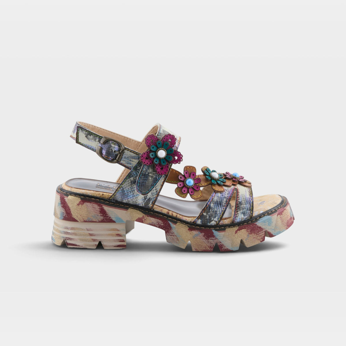 L'Artiste Macha sandals in Blue Multi, hero view