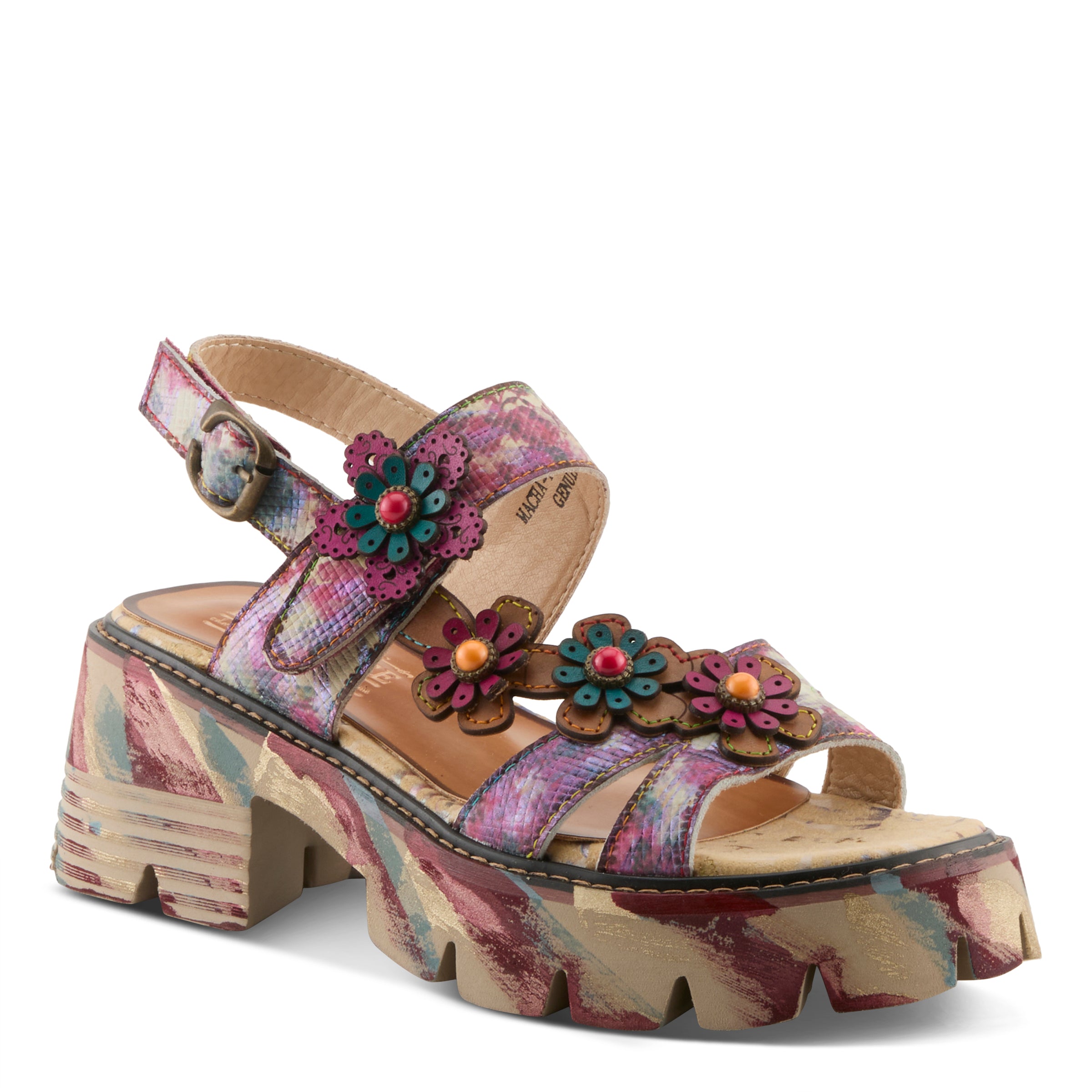 Macha L'Artiste Printed Block Heel Sandals - Spring Step Shoes