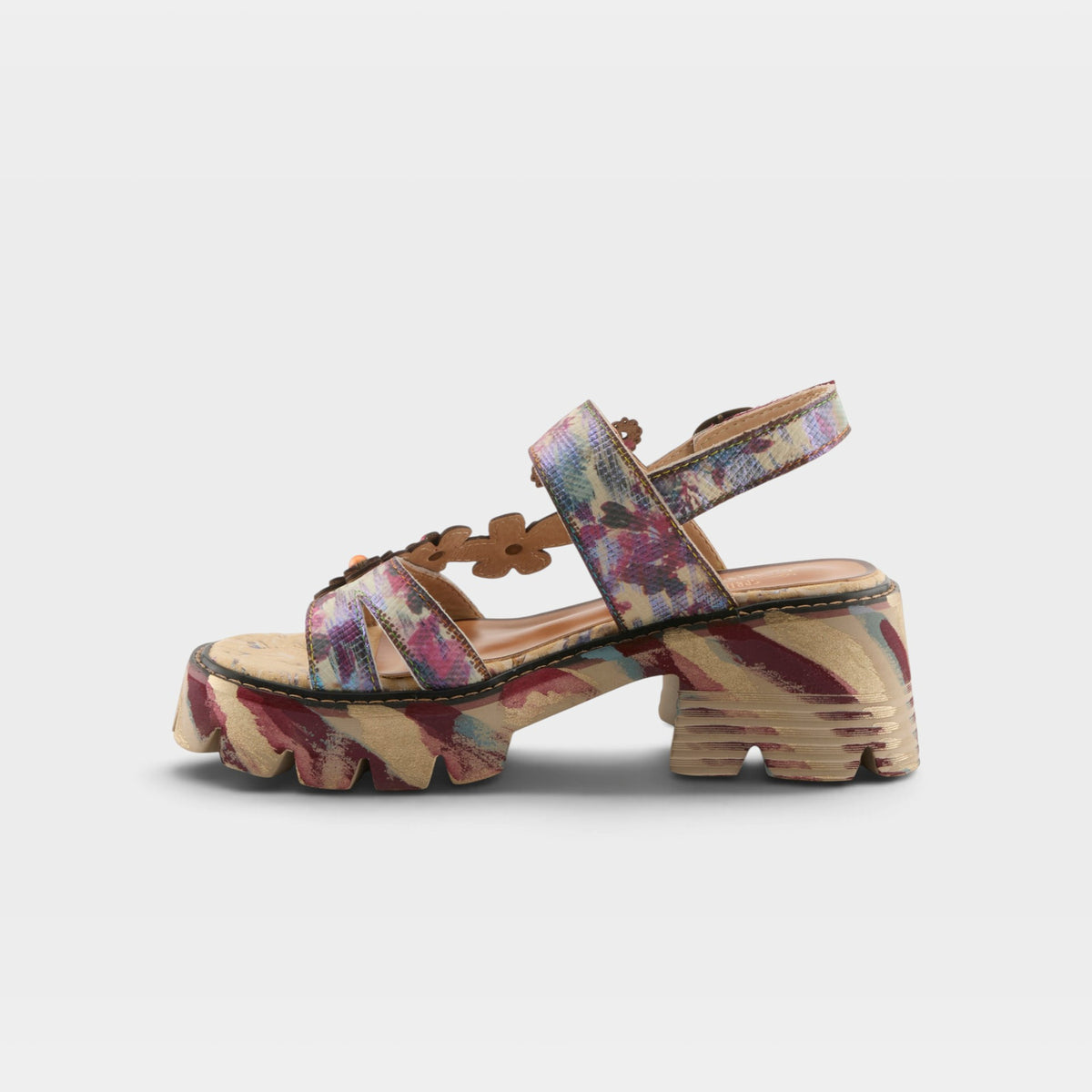 L'Artiste Macha sandals in Plum Multi, side view