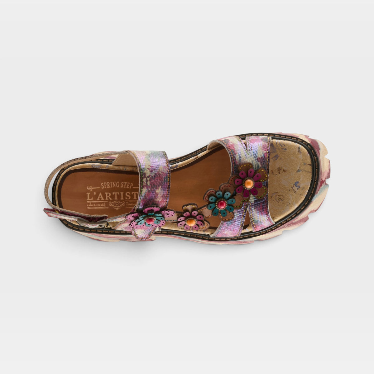 L'Artiste Macha sandals in Plum Multi, top view