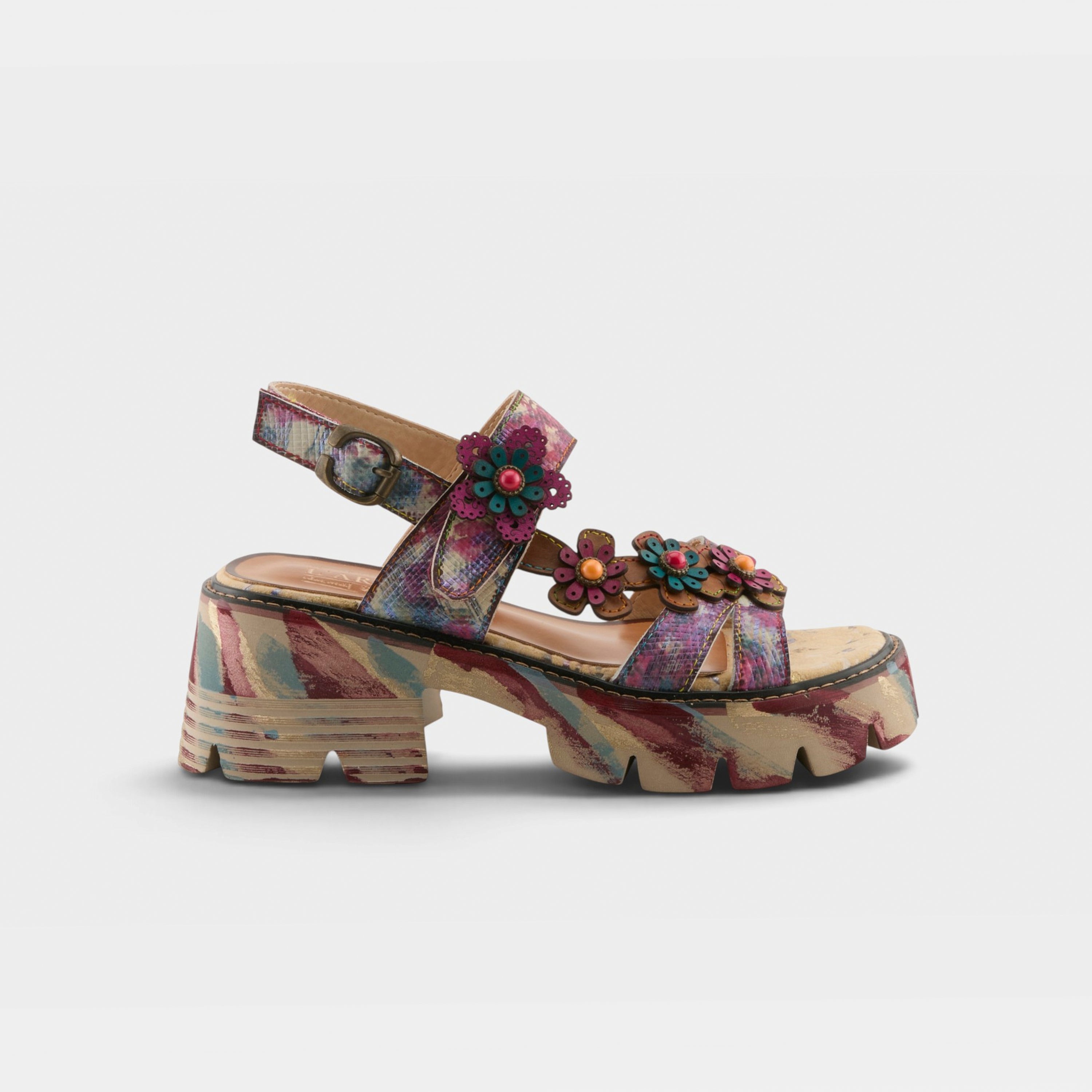 Macha L'Artiste Printed Block Heel Sandals - Spring Step Shoes