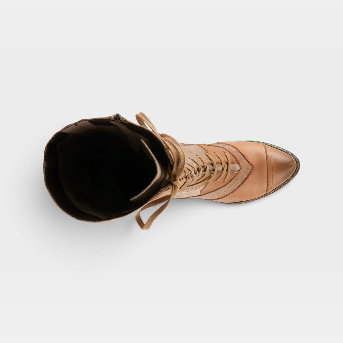 L'Artiste Malagie-Croco boots in Beige Multi, top view