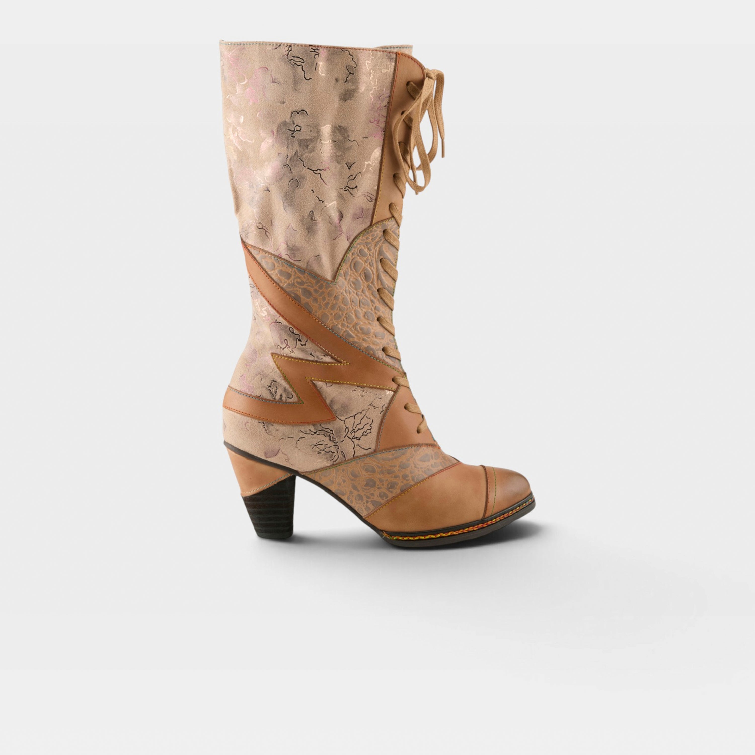 L'Artiste Malagie-Croco boots in Beige Multi, hero view