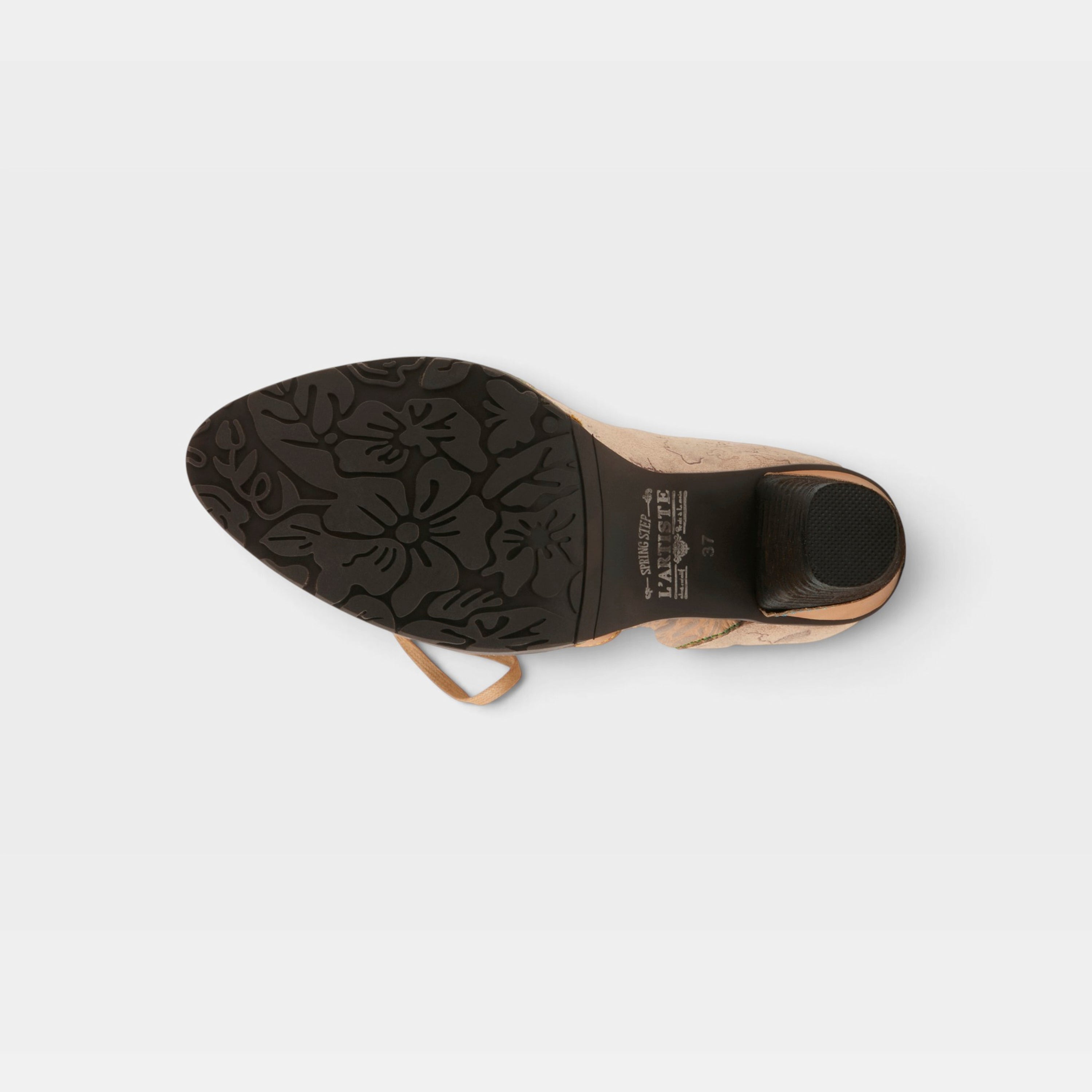 L'Artiste Malagie-Croco boots in Beige Multi, outsole view