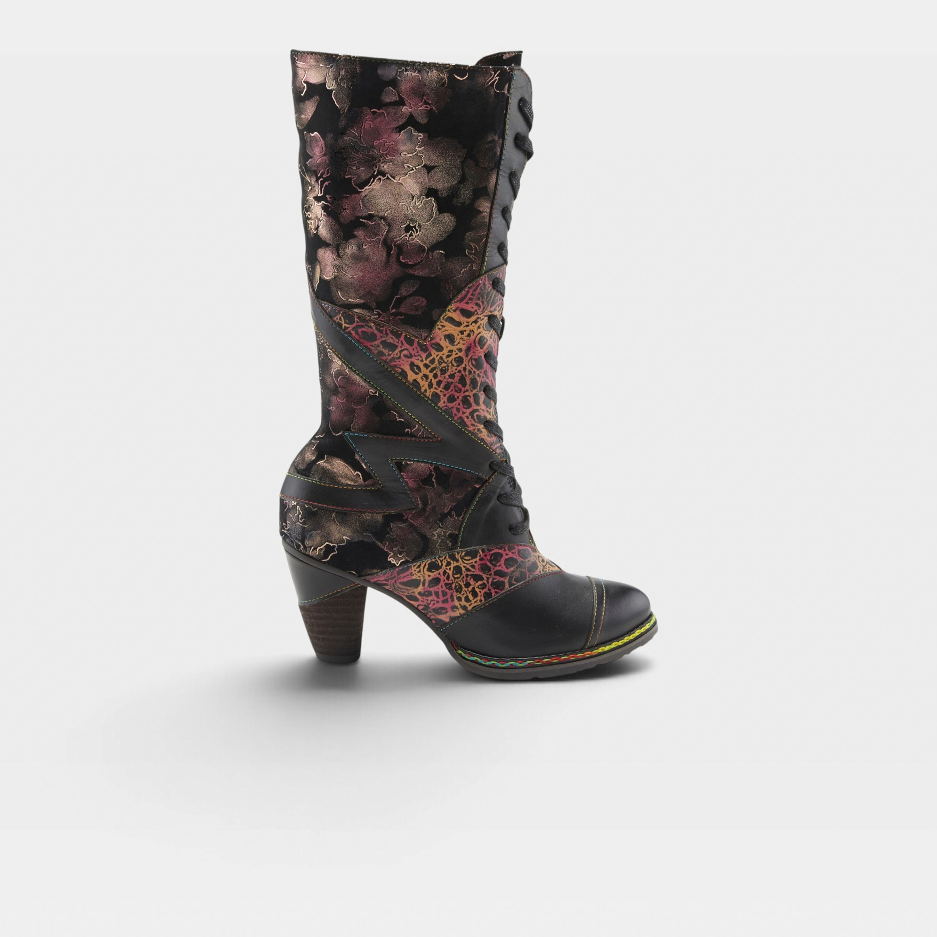 L'Artiste Malagie-Croco boots in Black Multi, hero view
