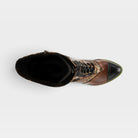 L'Artiste Malagie-Croco boots in Brown Multi, top view