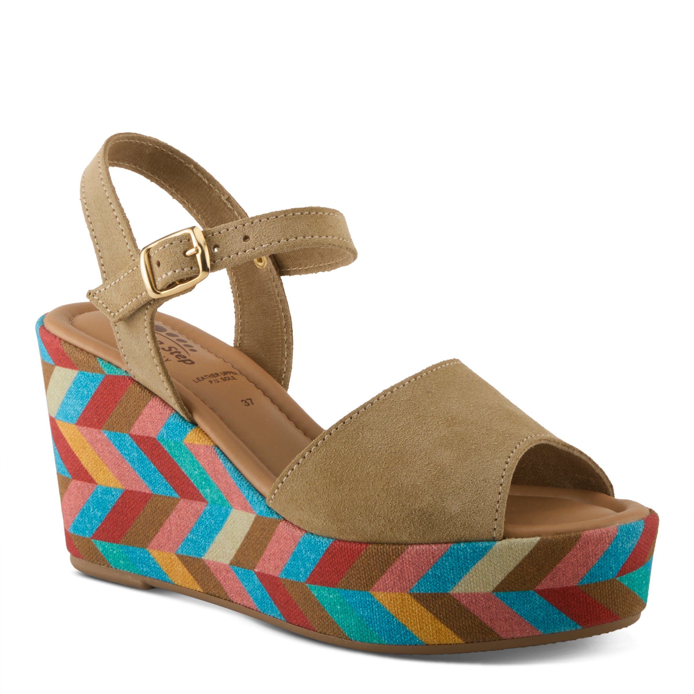 (取寄) スプリング ステップ レディース  Spring Step women Maliq Beige Suede Spring Step Maliq Womens Wedge Sandals – Spring Step Shoes
