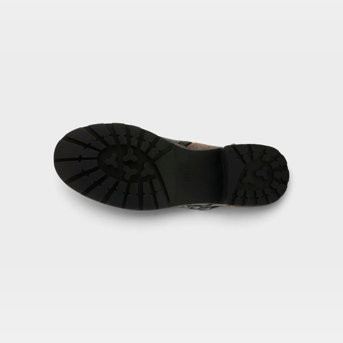 L'Artiste Martinela boots in Black Multi, outsole view