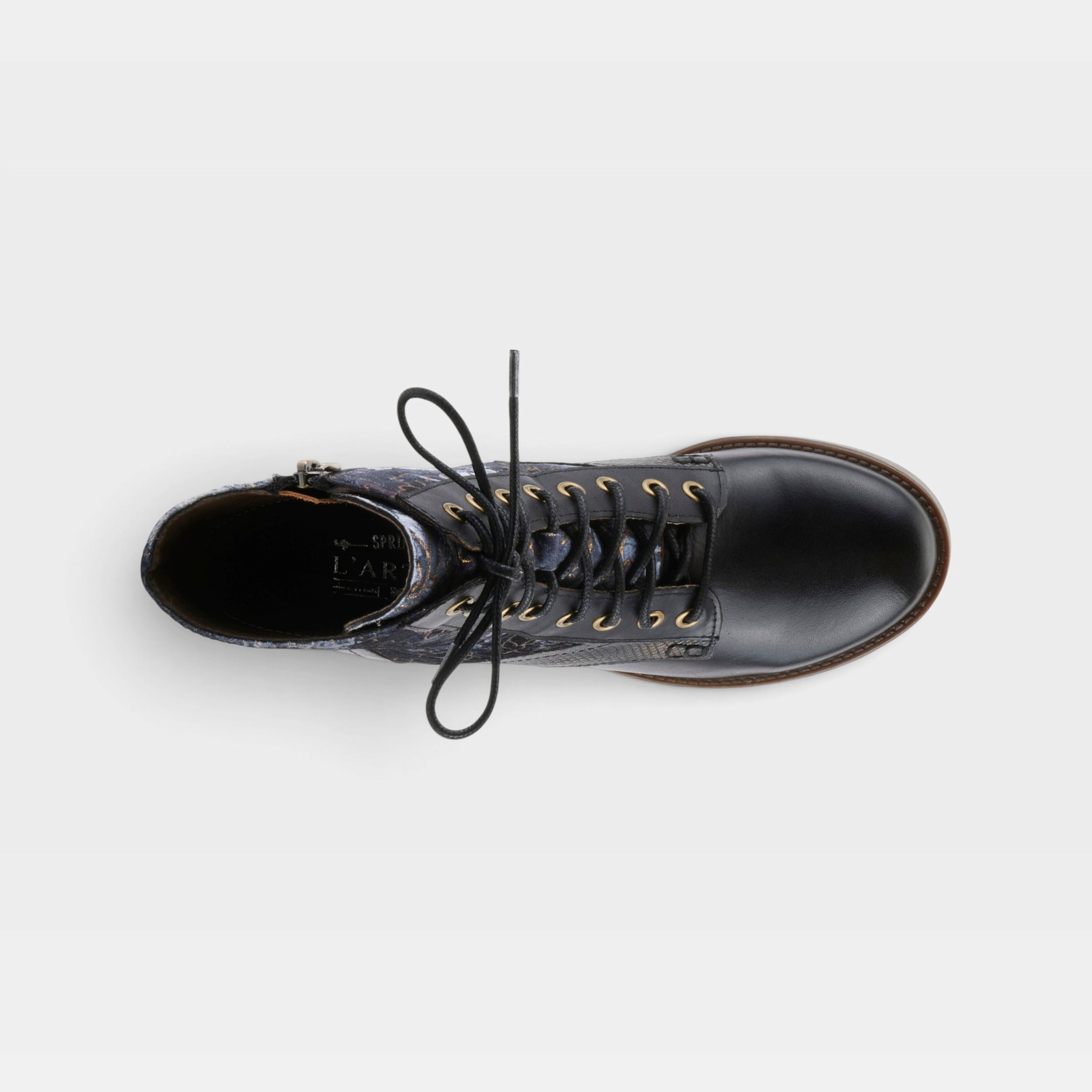 L'Artiste Marty-Flow boots in Black Multi, top view