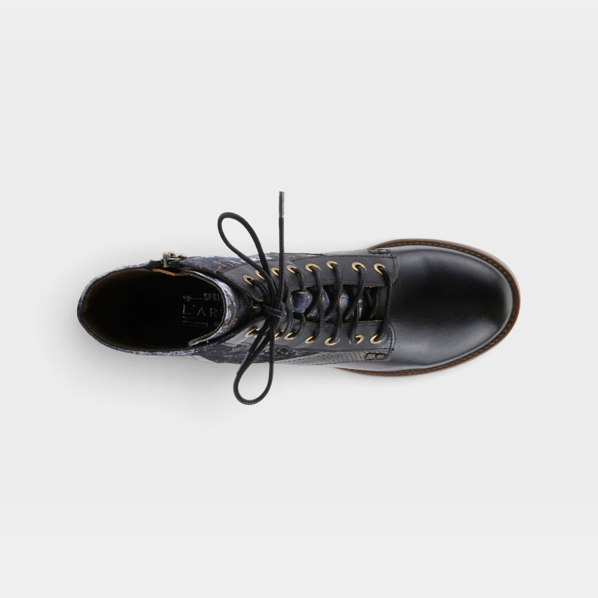 L'Artiste Marty-Flow boots in Black Multi, top view