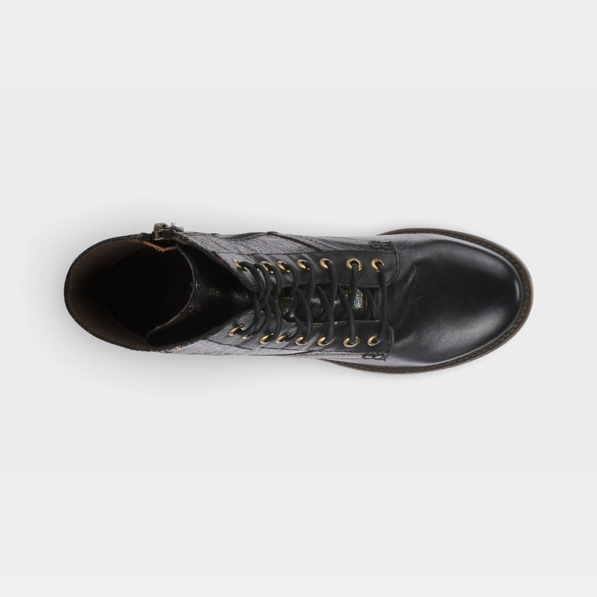 L'Artiste Marty-Met boots in Black Multi, top view