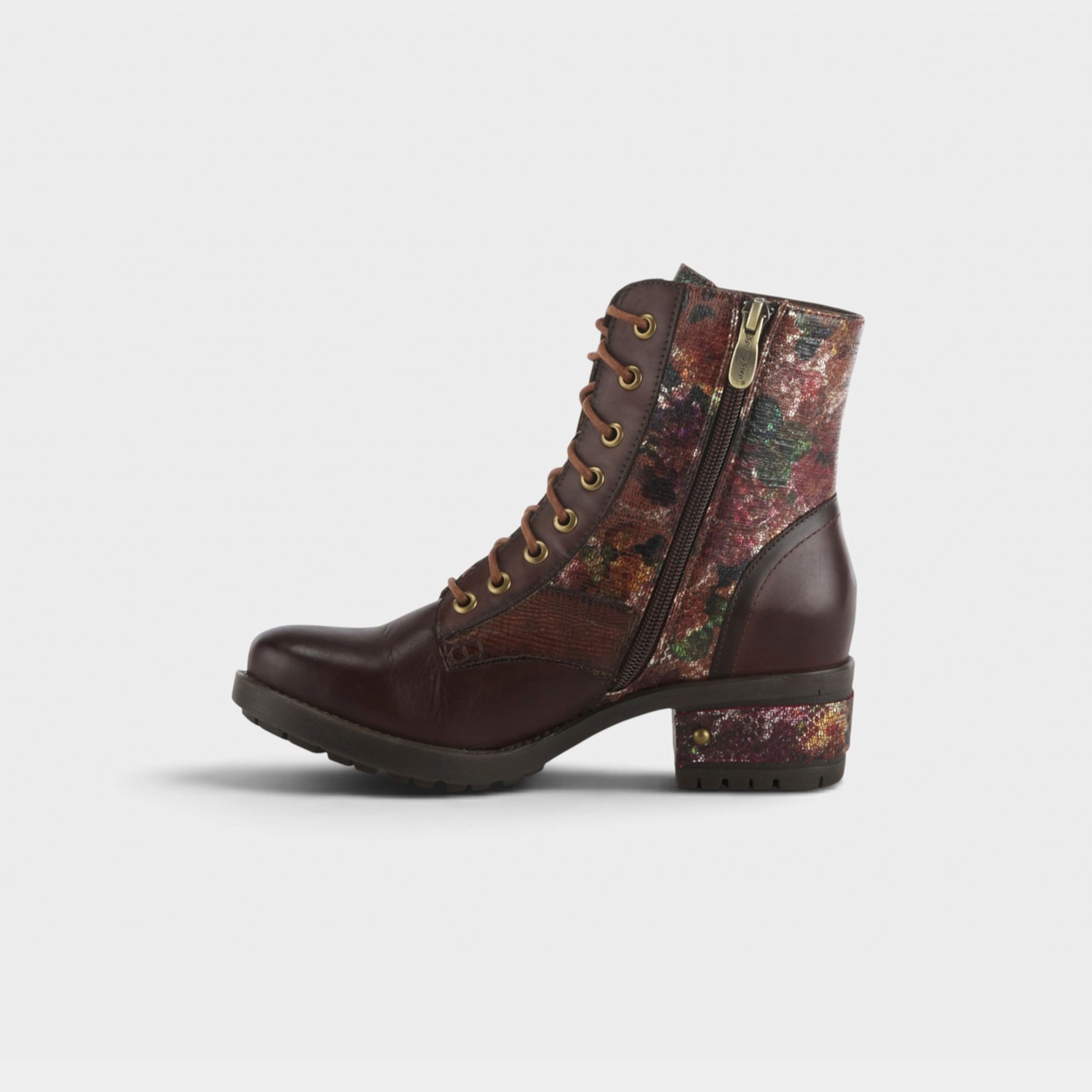 L'Artiste Marty-Met boots in Brown Multi, side view